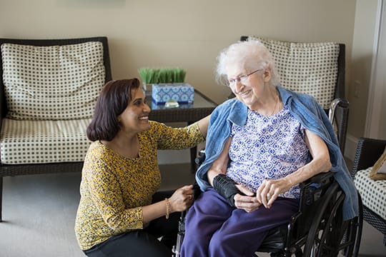 caregiver with resident